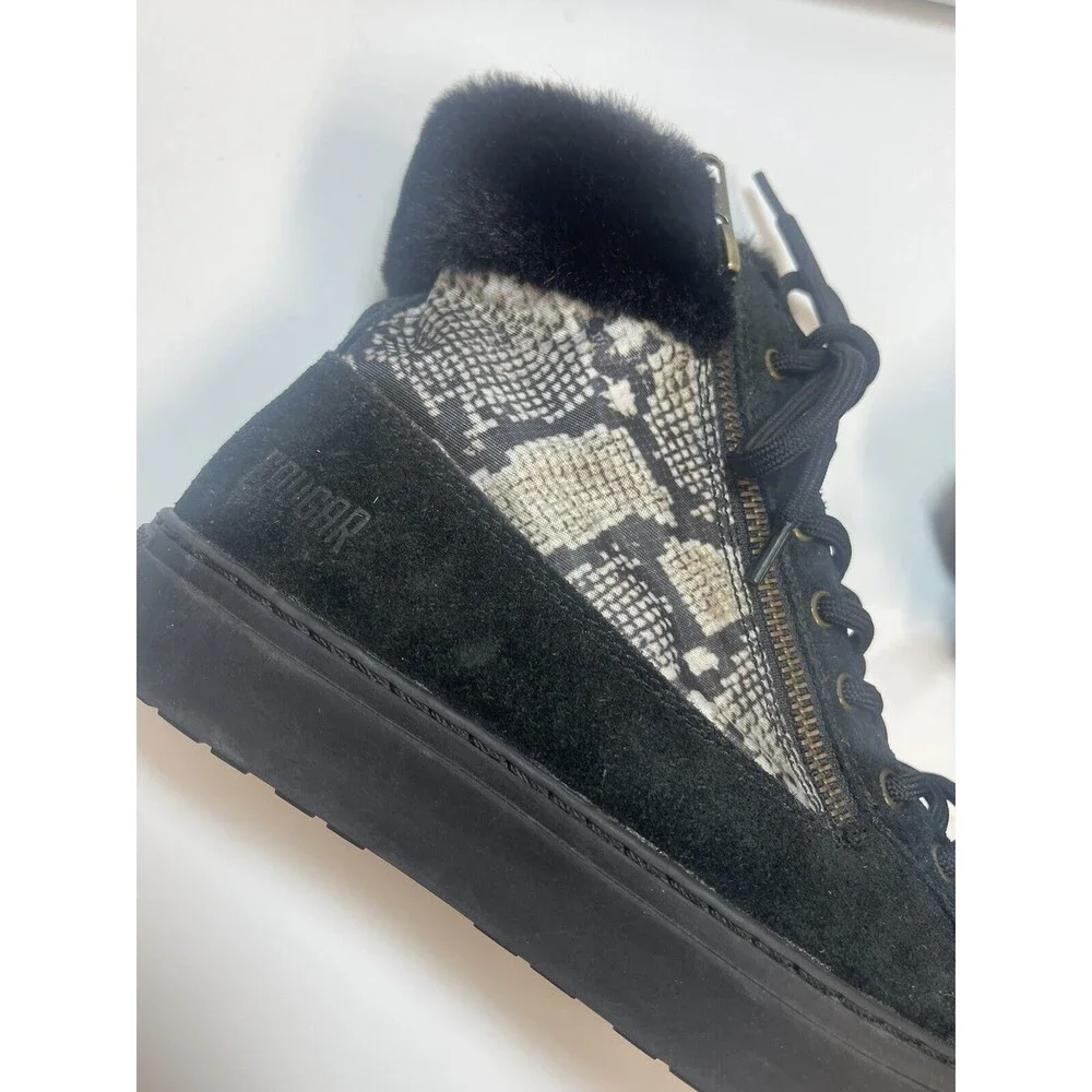 Cougar Dubliner Ankle High Suede Sneaker Boot In Black Snakeskin Sz 6 New